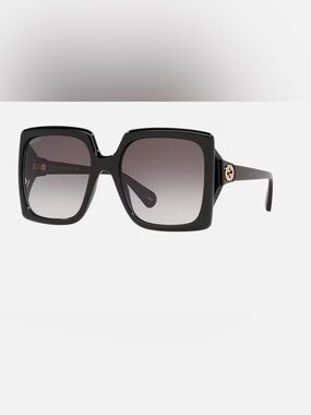 Gucci Black Square Oversized Sunglasses with Gold Logo